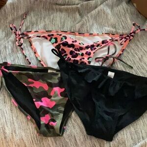 COPY - Set of 3 Bikini Bottoms - Leopard, Camo, Black - NWT, Juniors Size 11/13…